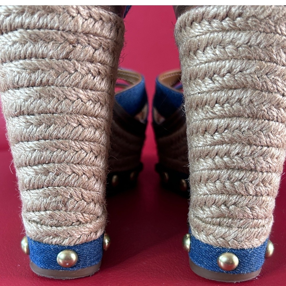 Vince Camuto Women's Denim Espadrille Wedge Sandals Studded Platform Poula 7.5 - Picture 8 of 12